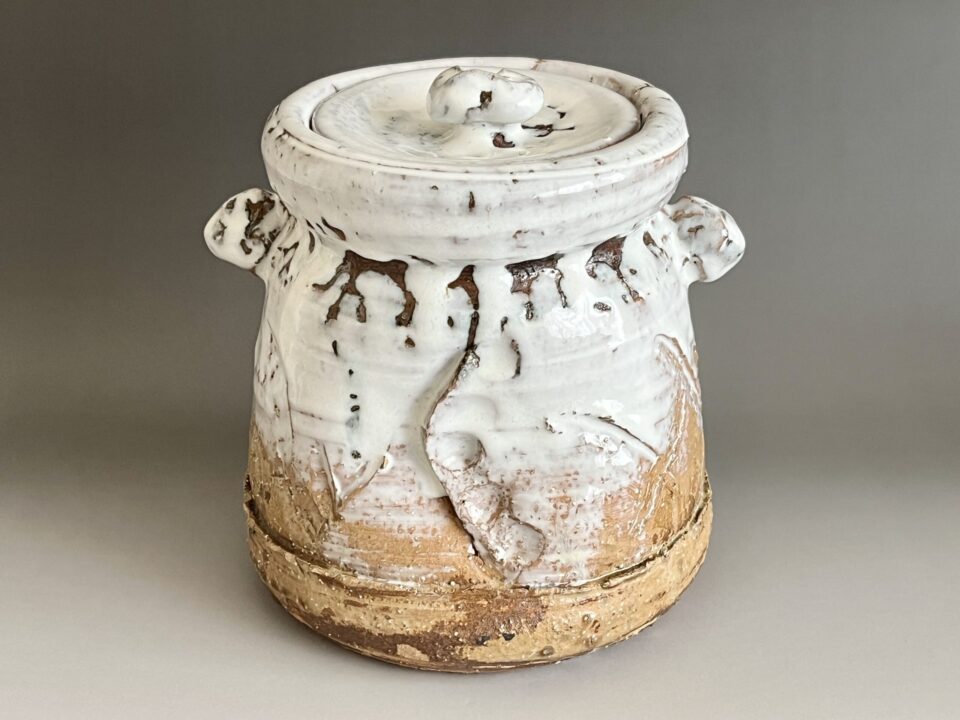 ★ 渋谷泥詩　北浜山　萩焼　耳付水指　白萩　茶道具