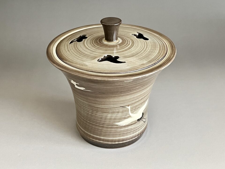 ★ 十三代 横石臥牛　現川焼　豊瑞軒　雲鶴文　香炉　茶道具