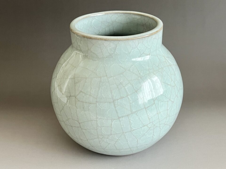 原口卓士　粉青　壷　青磁　花入　花生　花器　茶道具