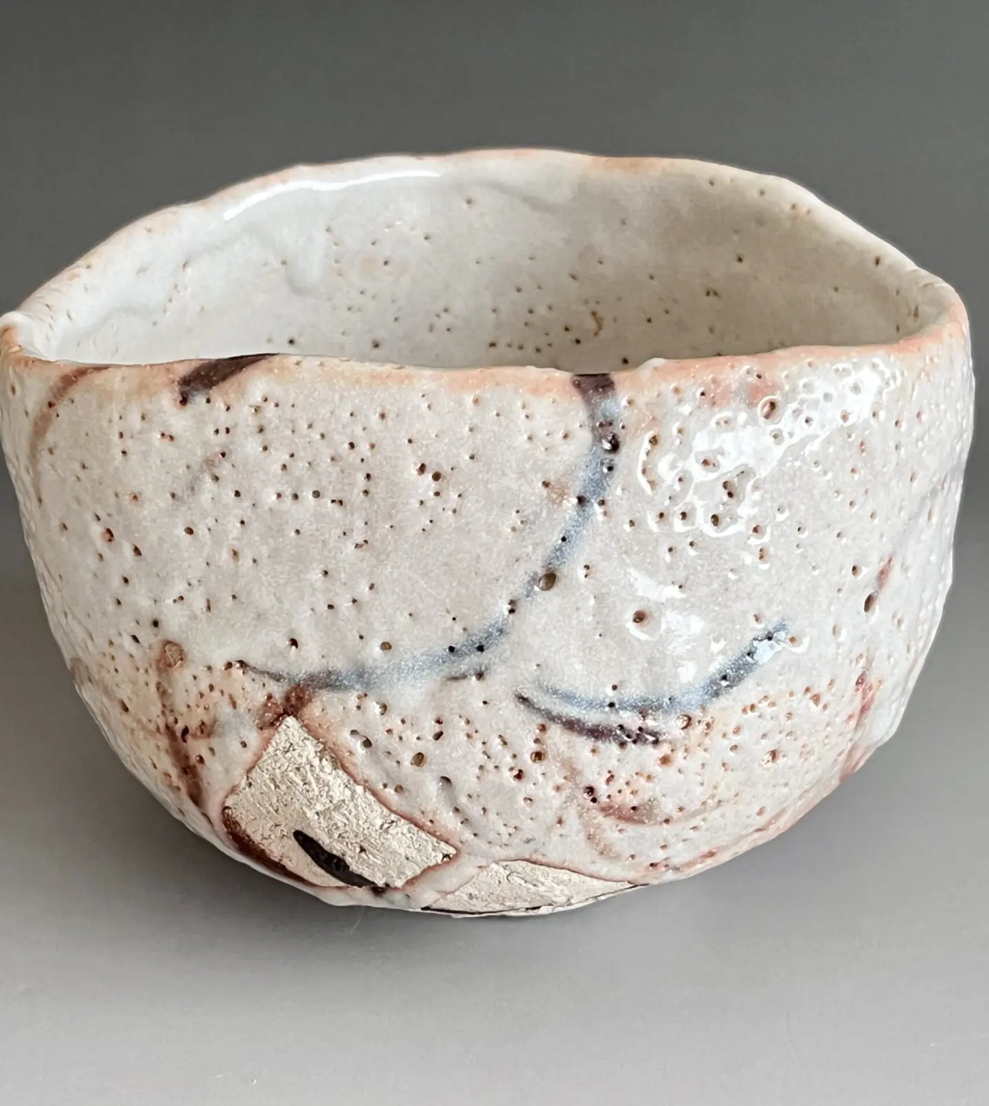 樋口雅之 （師 人間国宝 山本陶秀） 大萱窯 志野茶碗 沓形茶碗 茶道具