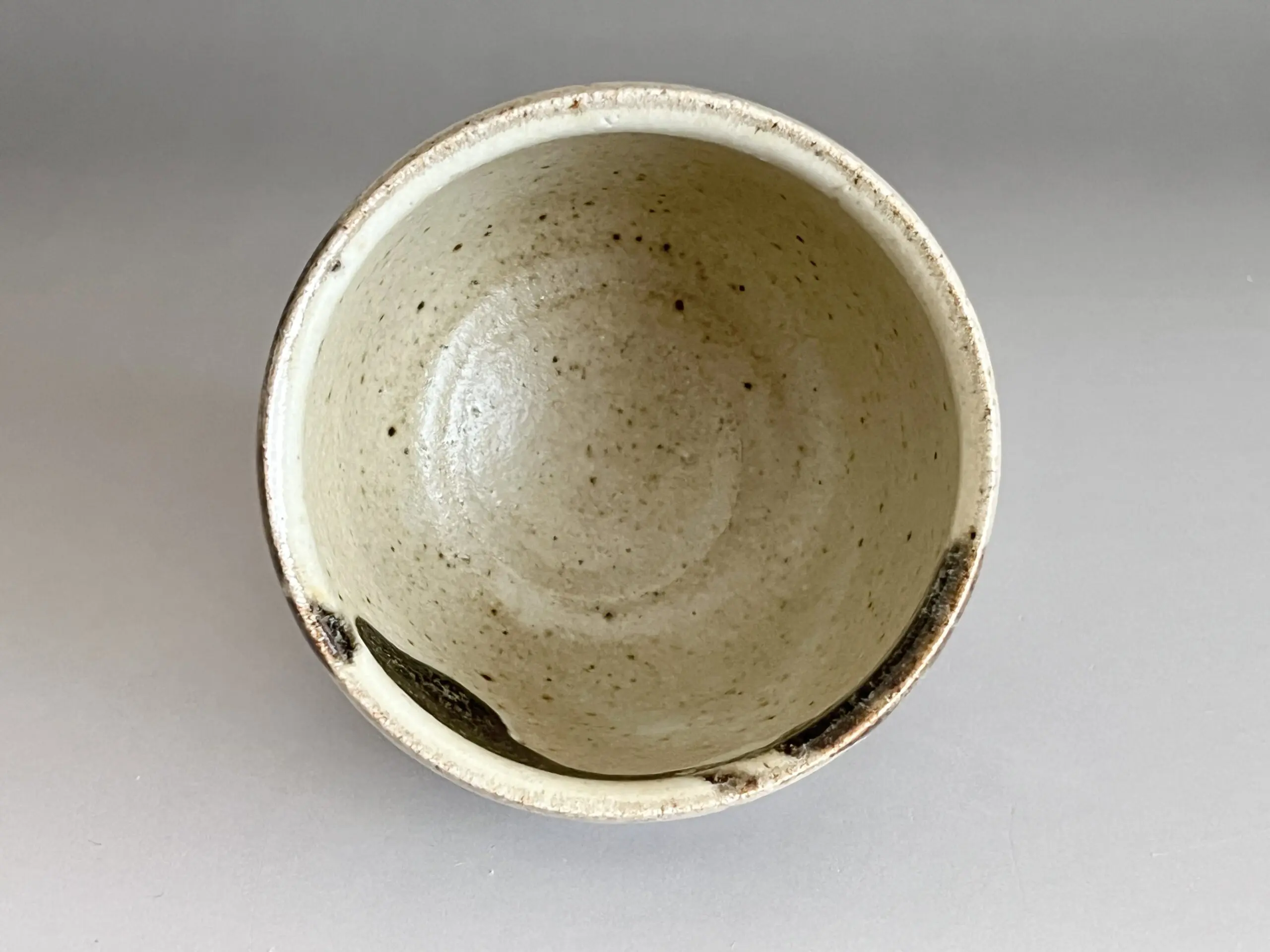 村田元 （師 人間国宝 浜田庄司） 益子焼 柿釉茶碗 湯呑 糠白黒文 湯碗