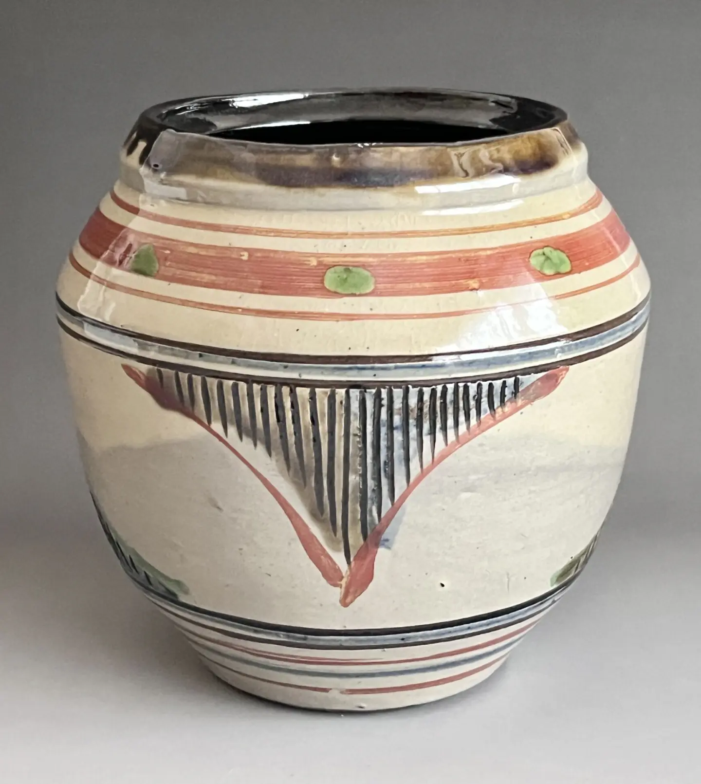 琉球　古典焼(沖縄県) 壺　花入 新垣栄三郎 壺屋焼 赤絵壷 花瓶 花入 花器 琉球 民芸 やちむん | 陶酔